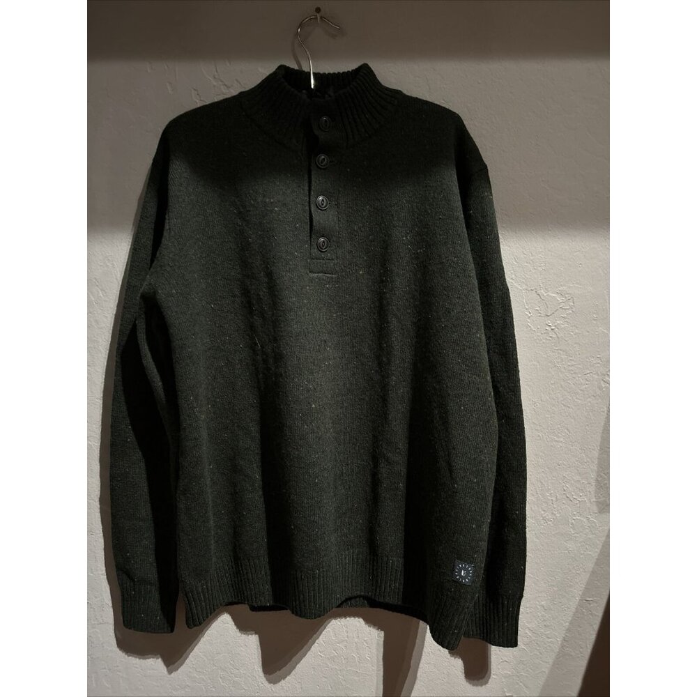 LinkSoul Mens Medium Green Wool Blend Mock Neck Sweater Pullover Long Sleeve